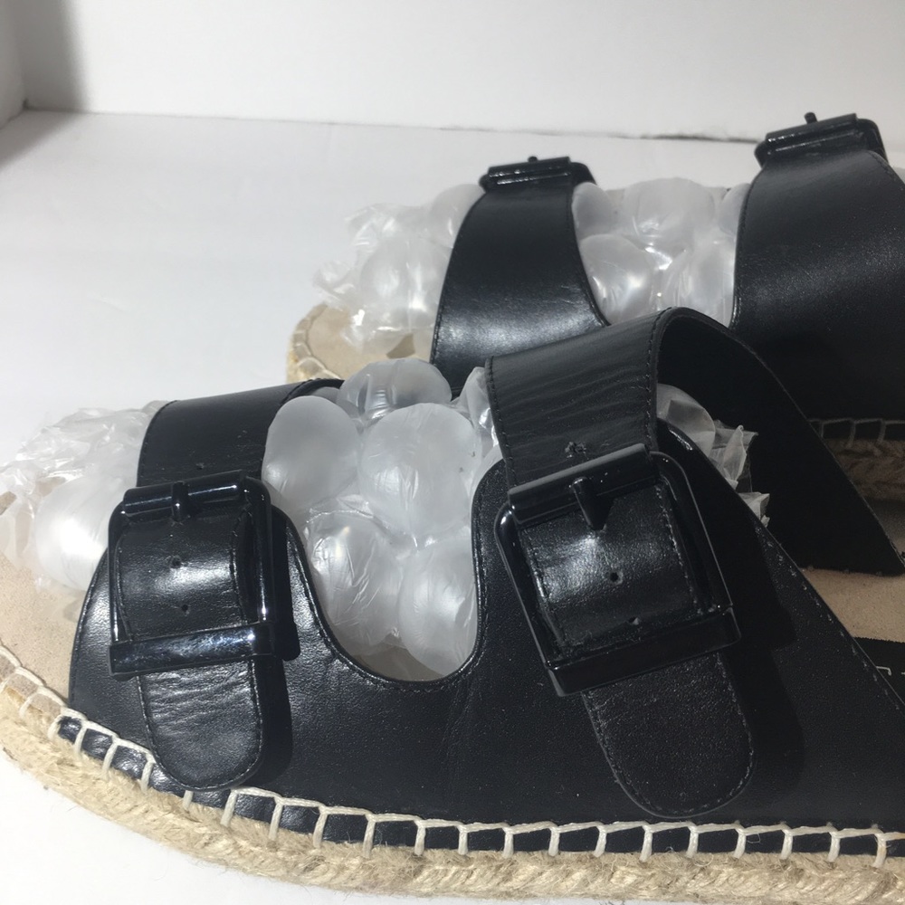 Steven by Steve Madden Lapis Black Leather platform flip flop sandals womans 9.5 - Picture 6 of 12